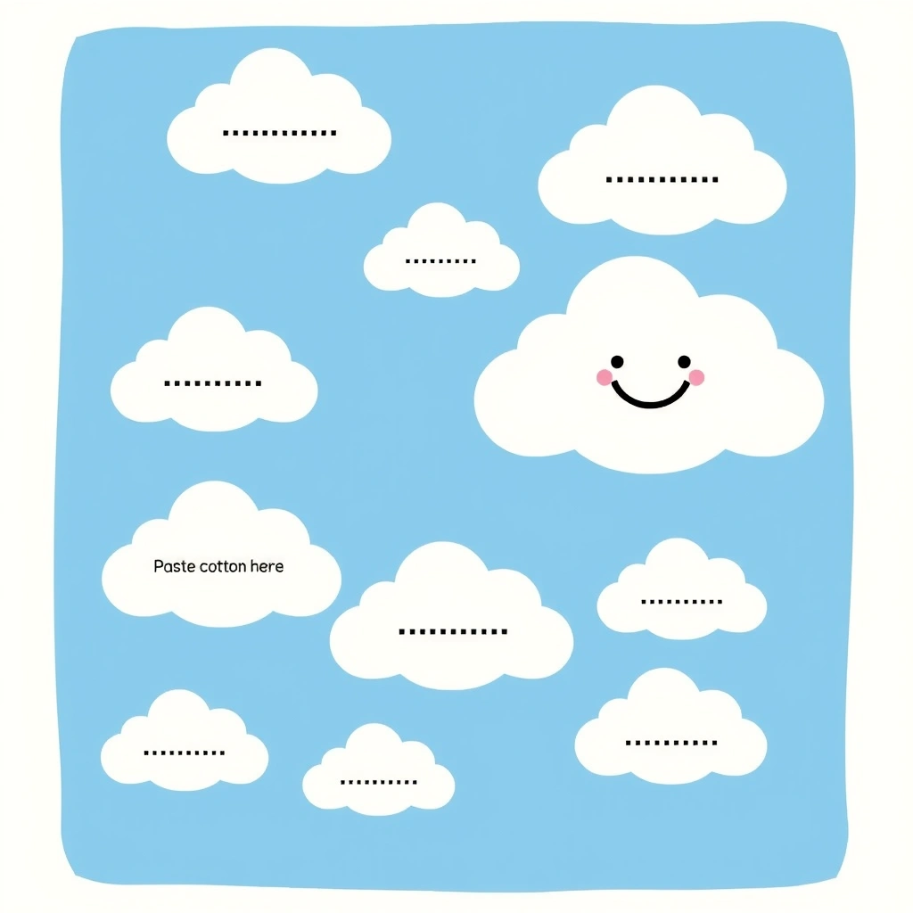 Tło 'Chmury' do przyklejania waty (plakat) - Szablony - Dzień Lotnictwa