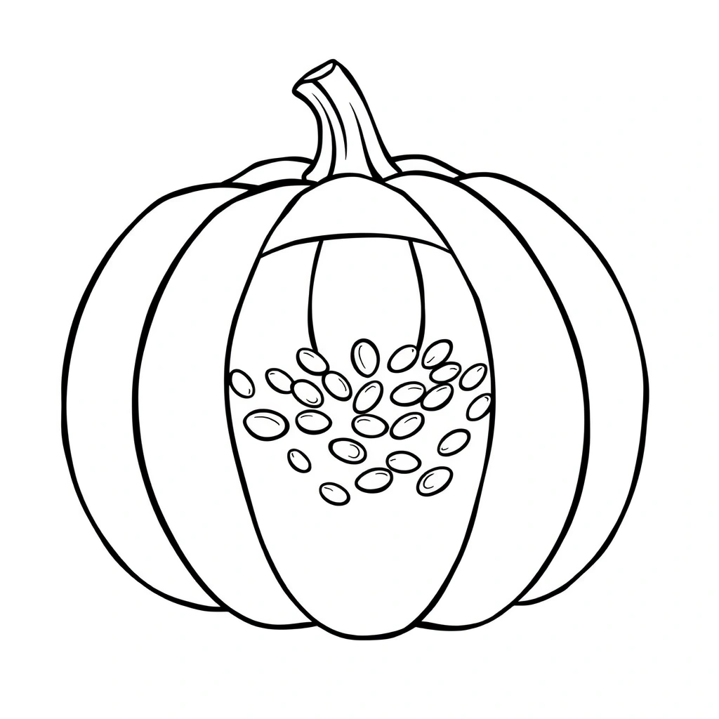 Kolorowanka: Dynia z nasionami - Kolorowanki - Święto Dyni