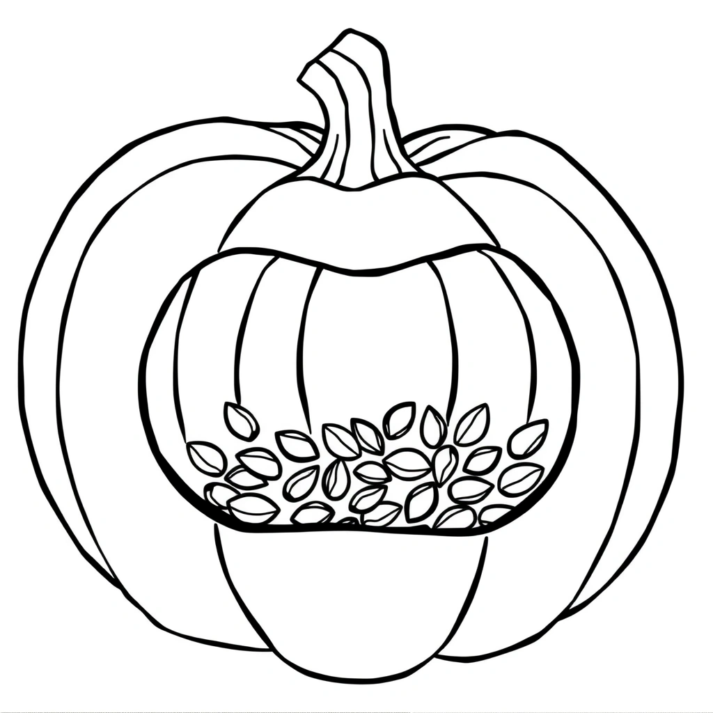 Kolorowanka: Dynia z nasionami - Kolorowanki - Święto Dyni