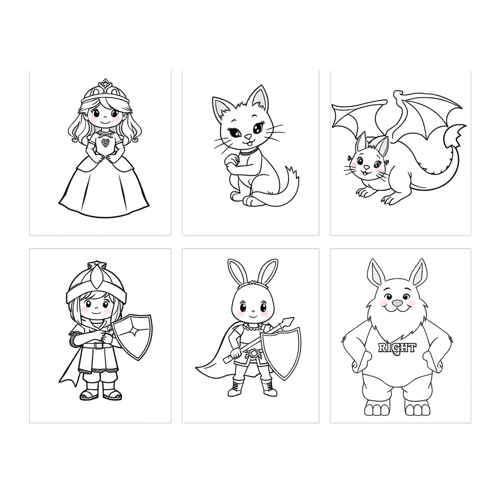 Kolorowanki z postaciami (6 stron) - Kolorowanki - Dzień Postaci z Bajek