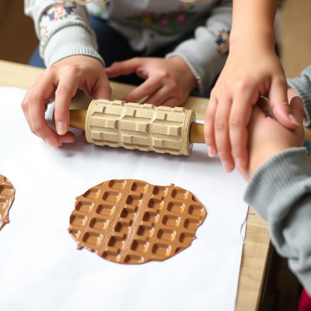 Walec z nacięciami stemplujący wzór wafla - Materiały - Dzień Gofra