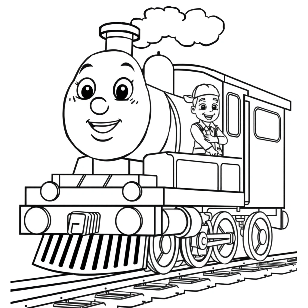 Kolorowanka: Pociąg i maszynista - Kolorowanki - Dzień Maszynisty