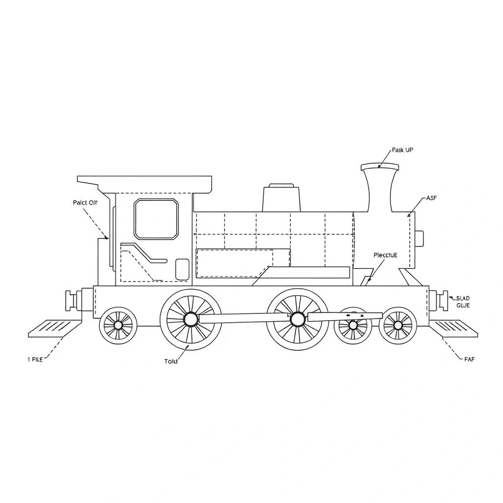 Szablon kartonowej lokomotywy (duży) - Szablony - Dzień Maszynisty