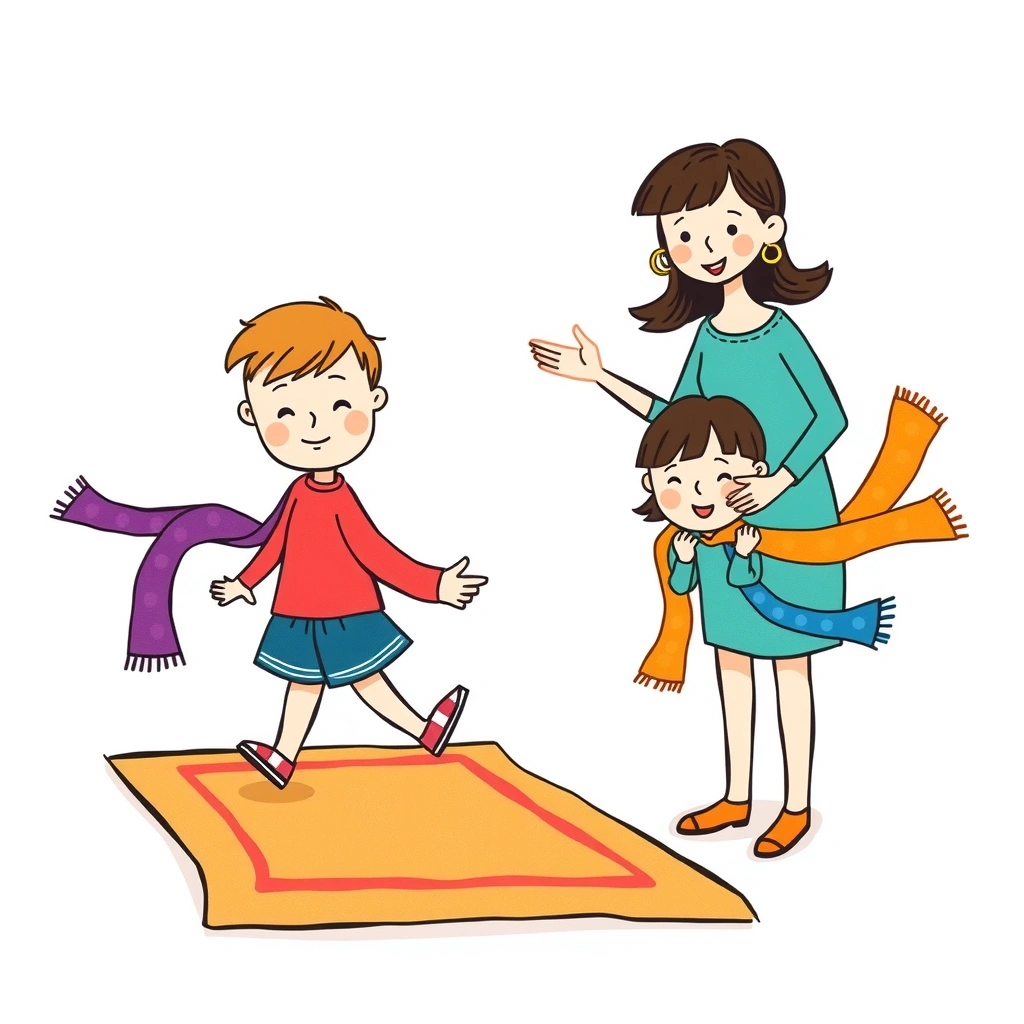 Ilustracja: dzieci ćwiczą wejście na scenę - Materiały - Dzień Książki