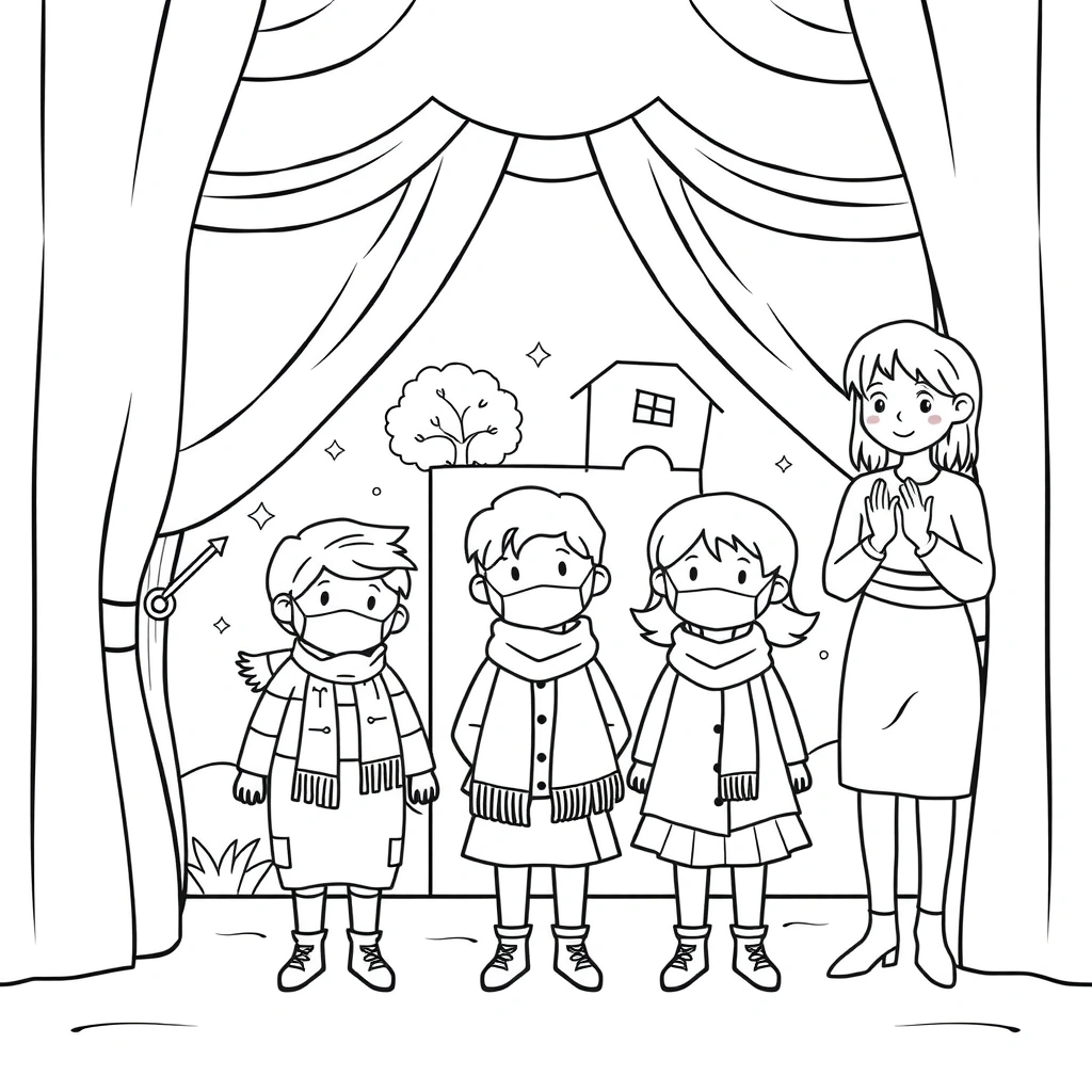 Kolorowanka — scena teatralna - Kolorowanki - Dzień Książki