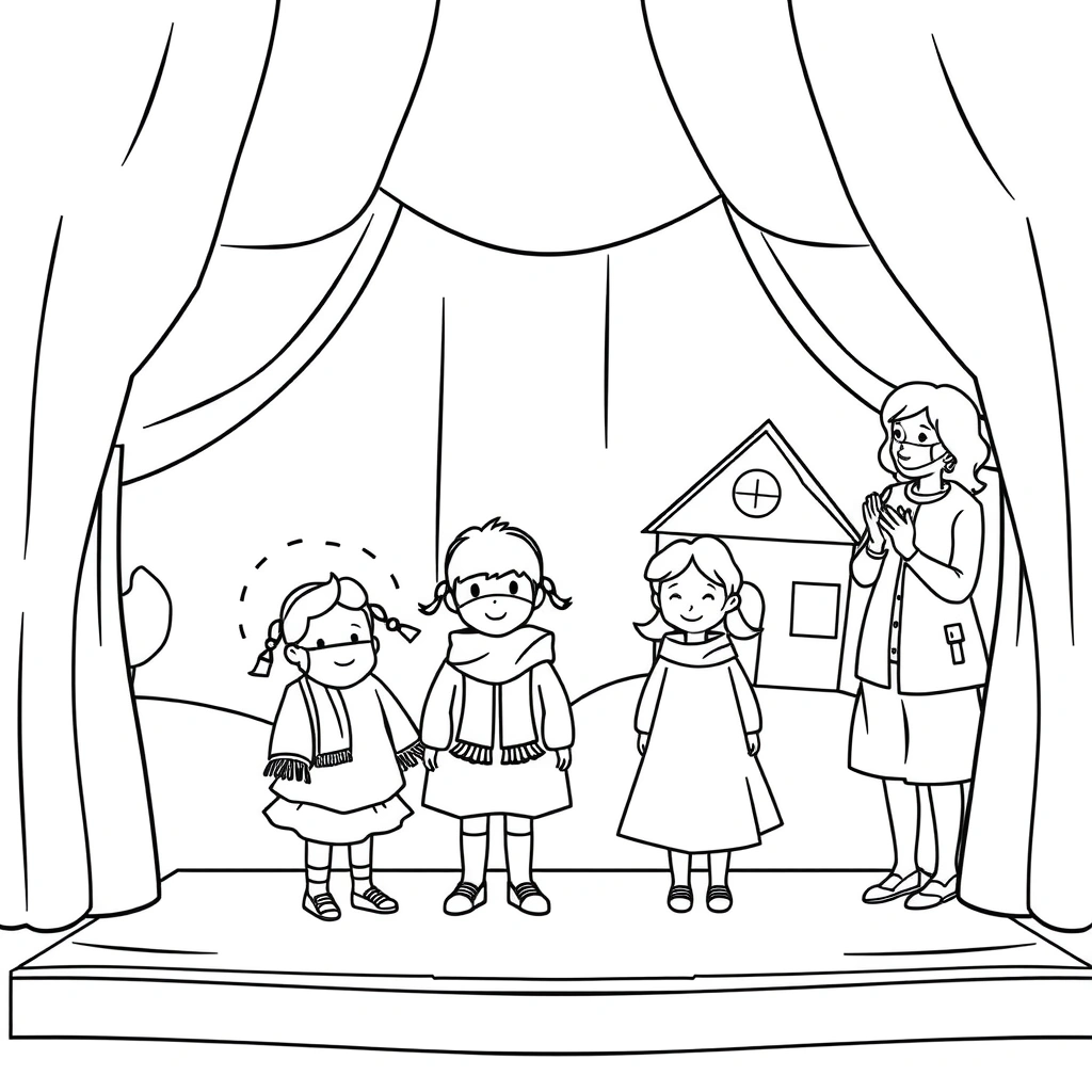 Kolorowanka — scena teatralna - Kolorowanki - Dzień Książki