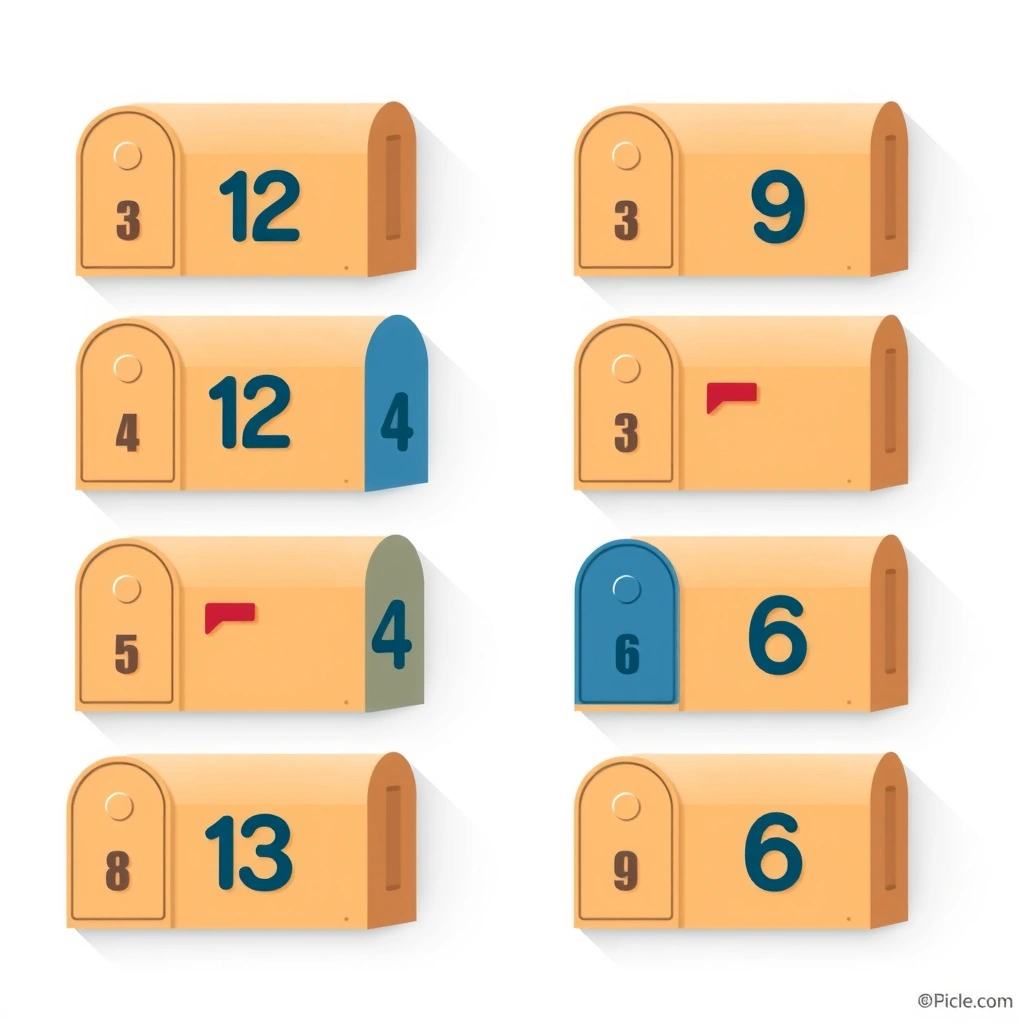 Skrzynki ponumerowane 1–6 (ilustracja) - Materiały - Dzień Listonosza