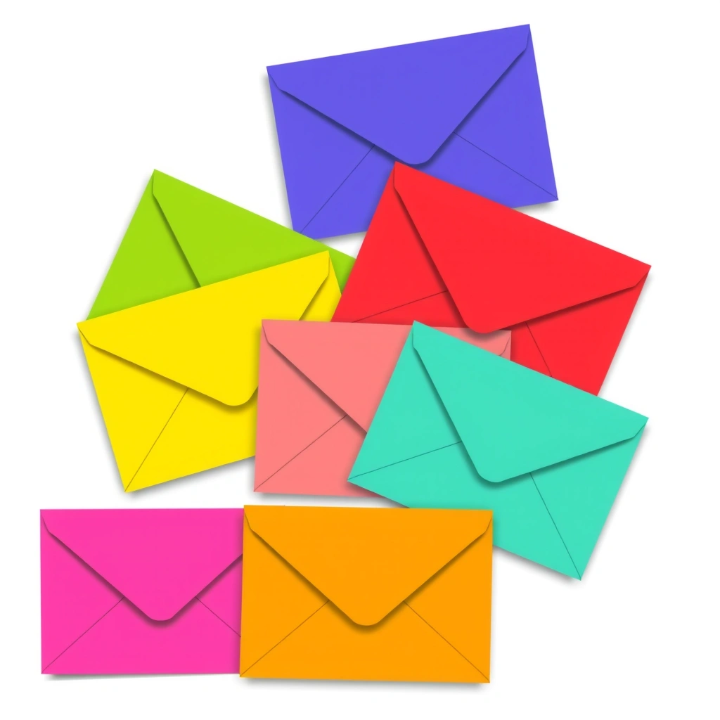 Zestaw kolorowych kopert (grafika) - Materiały - Dzień Listonosza
