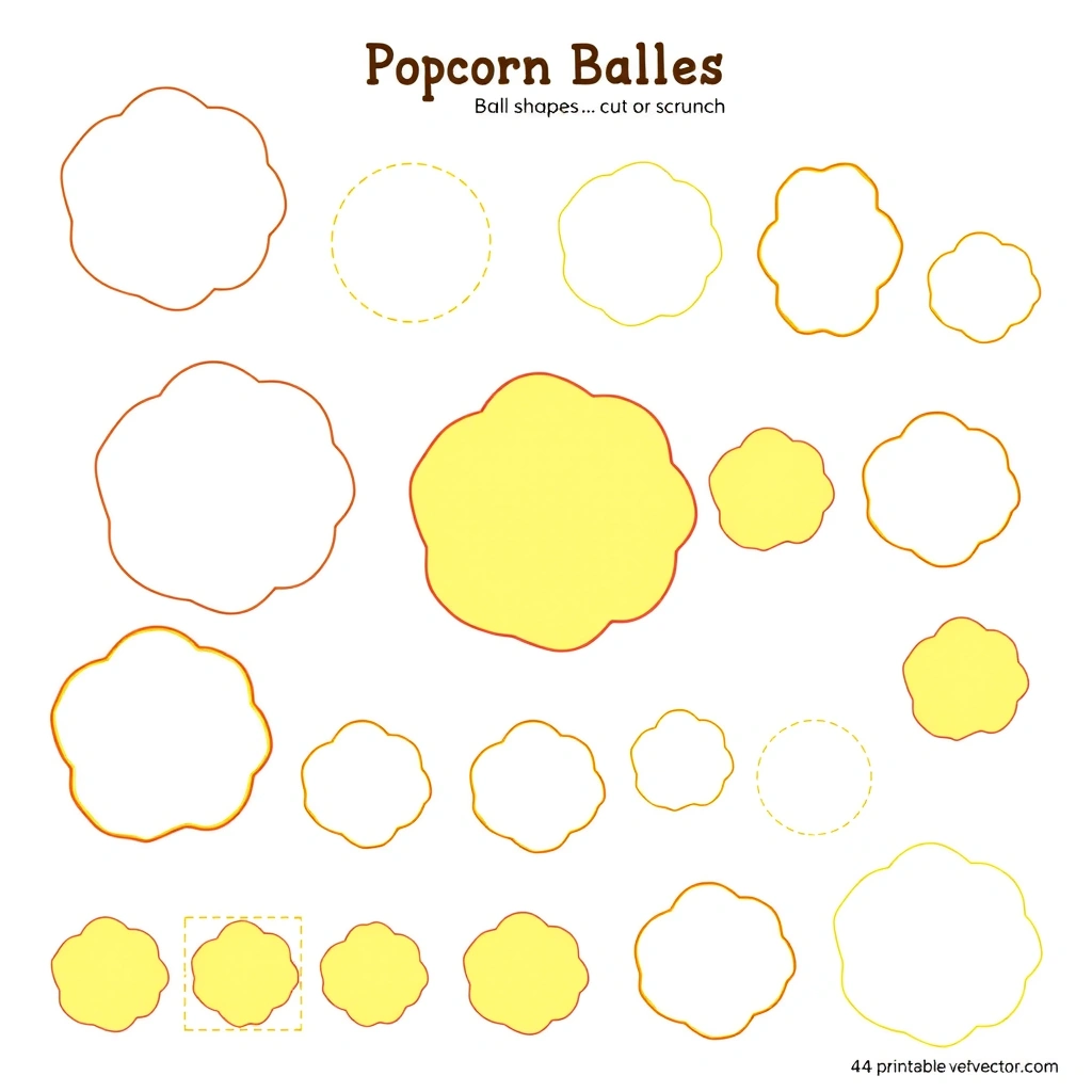Szablony kuleczek popcornu (żółte i białe) - Szablony - Dzień Popcornu