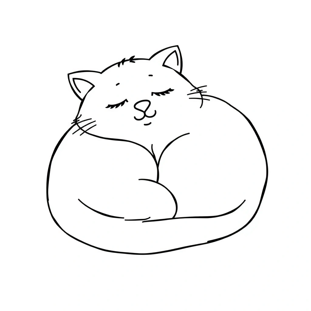 Kolorowanka — śpiący kotek - Kolorowanki - Dzień Kota