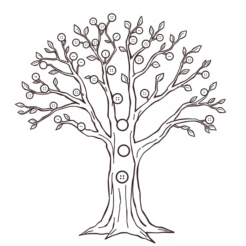 Szablon: Drzewo guziki (do przyklejania) - Szablony - Dzień Guzika