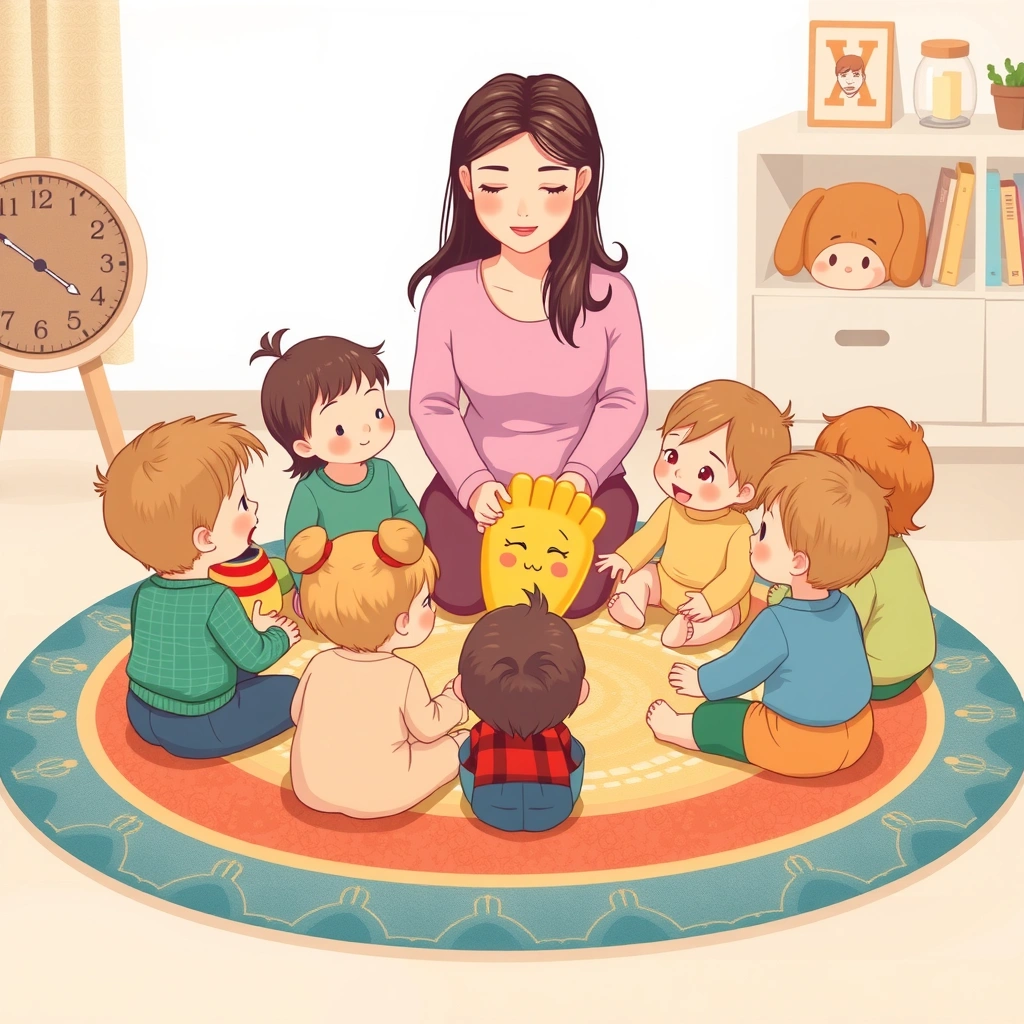 Ilustracja: dzieci w kręgu bawiące się frytkami - Materiały - Dzień Frytek