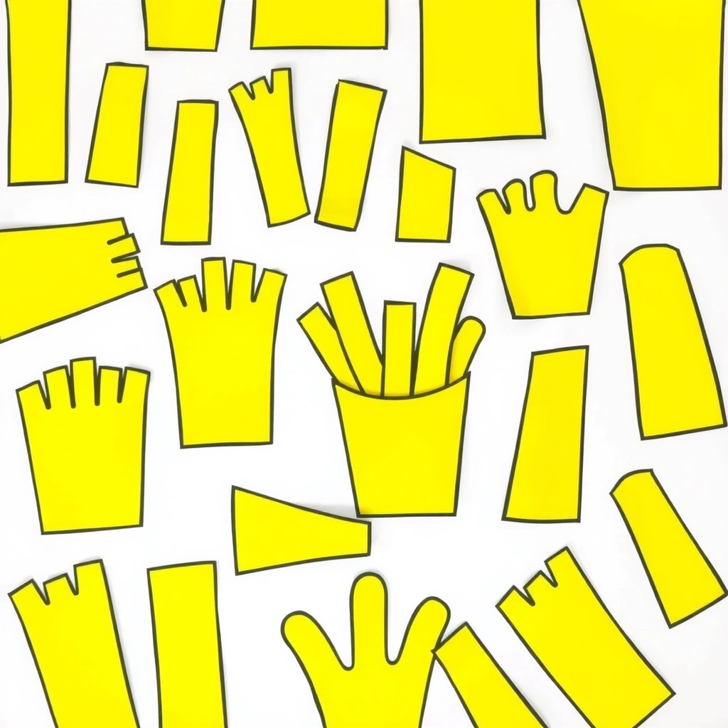 Szablon żółtych frytek do wycięcia - Szablony - Dzień Frytek