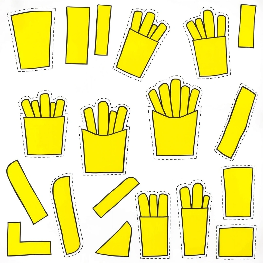 Szablon żółtych frytek do wycięcia - Szablony - Dzień Frytek