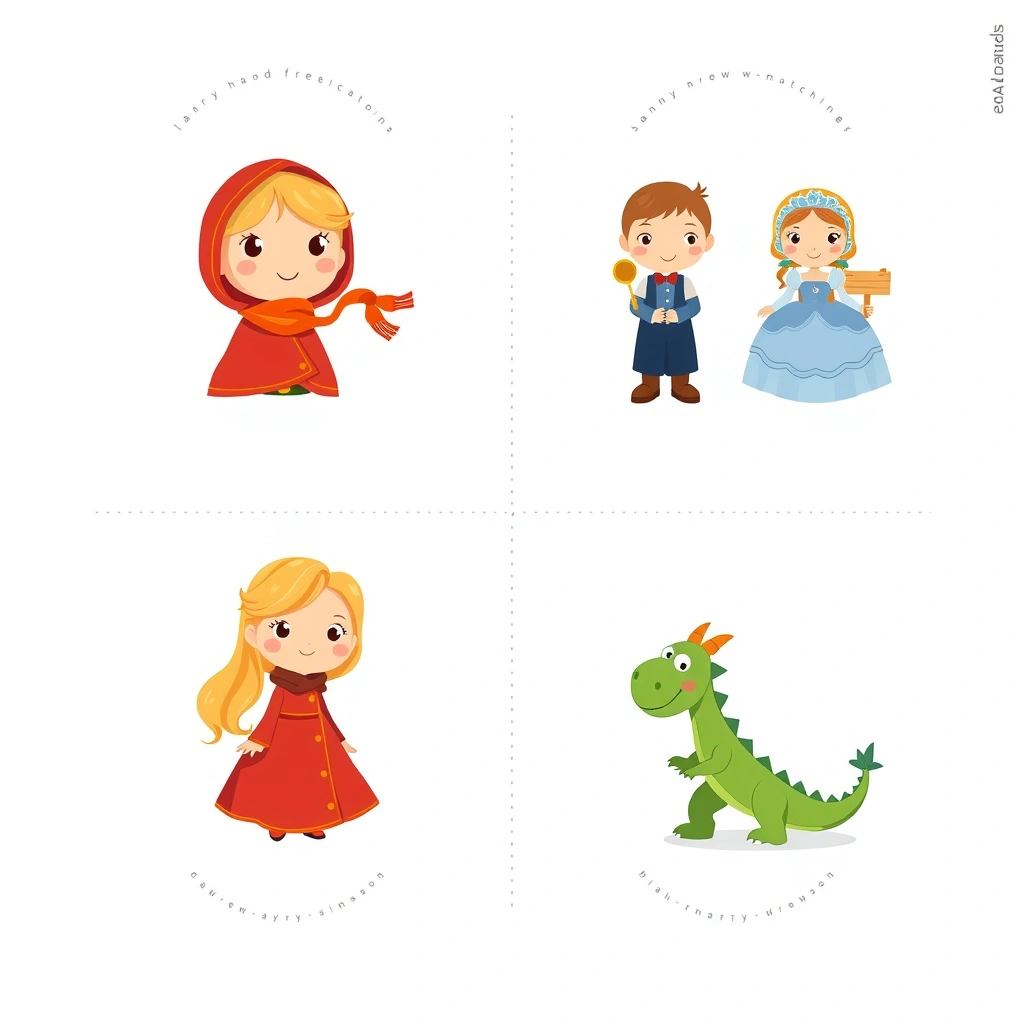 Karty do dobierania (matching cards) - Szablony - Dzień Postaci z Bajek