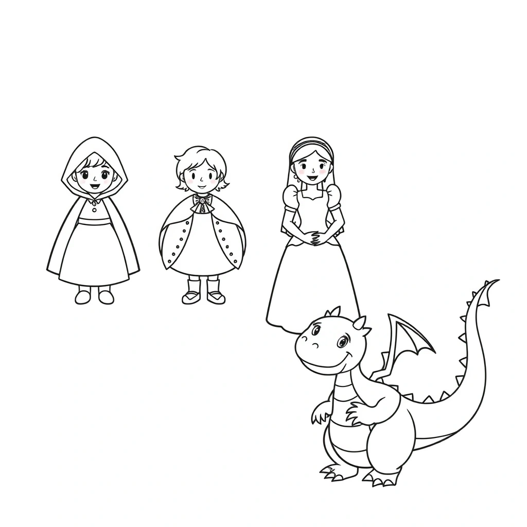 Kolorowanki: kontury postaci - Kolorowanki - Dzień Postaci z Bajek