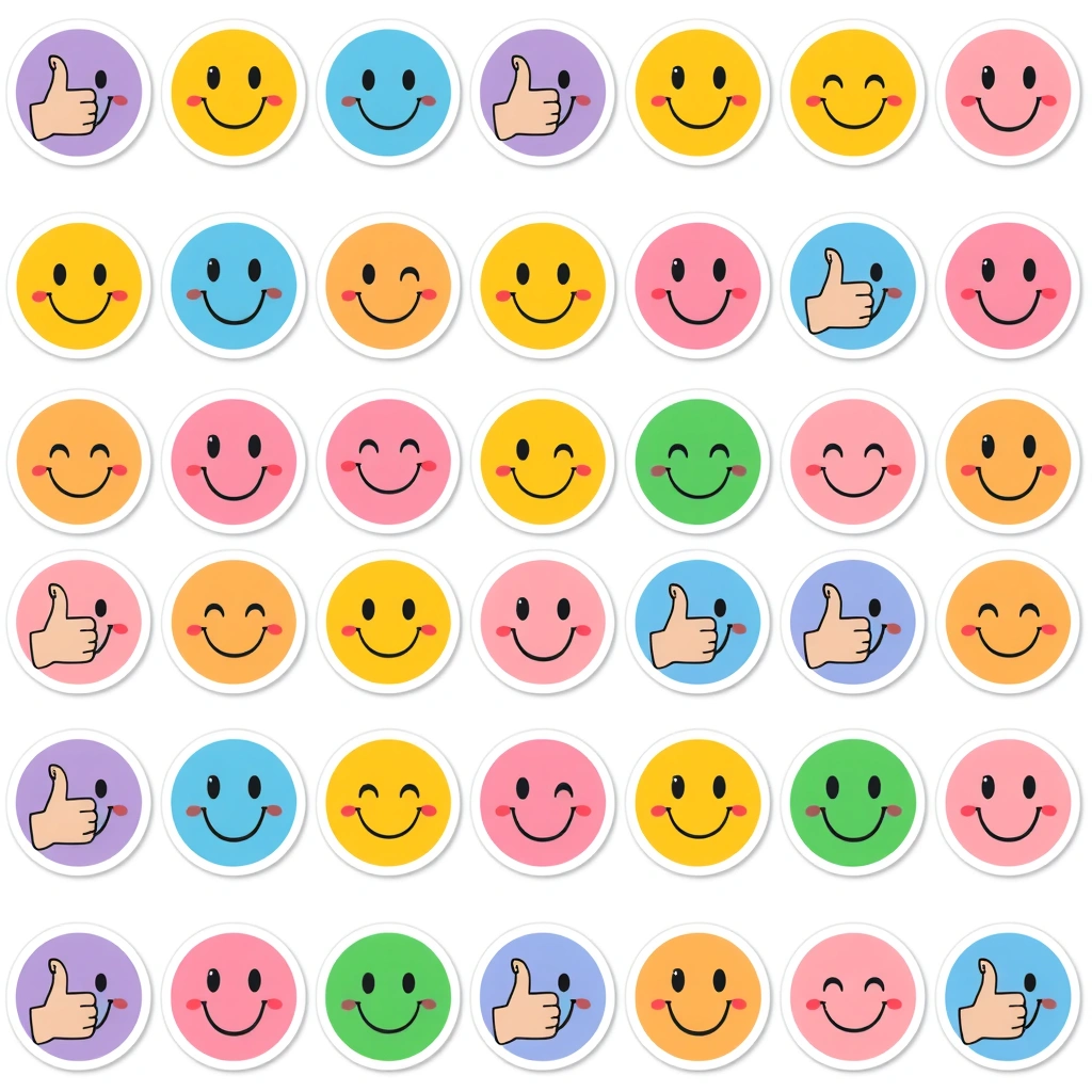 Naklejki wyróżnień: Małe kropki z emotikonami - Szablony - Dzień Kropki