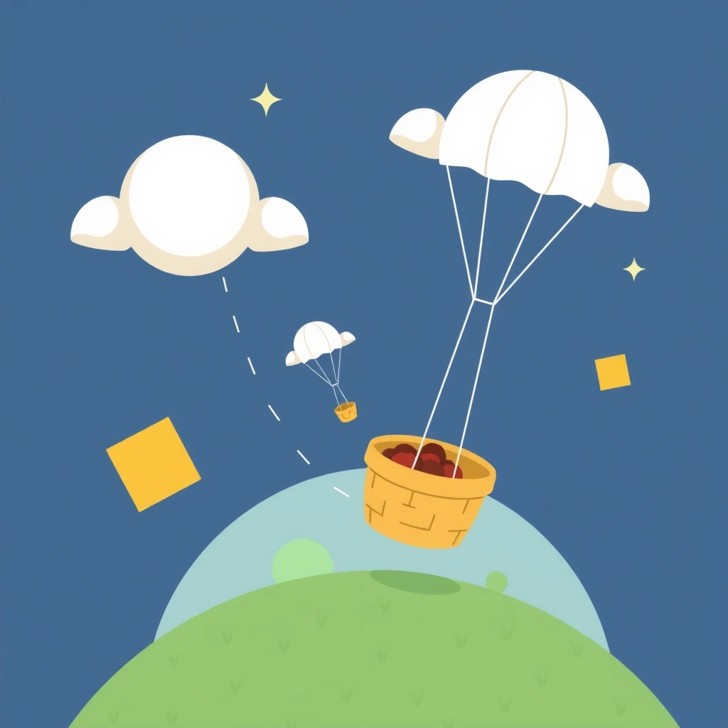 Ilustracje do zabawy 'Spadochron' i rzutów - Materiały - Dzień Lotnictwa