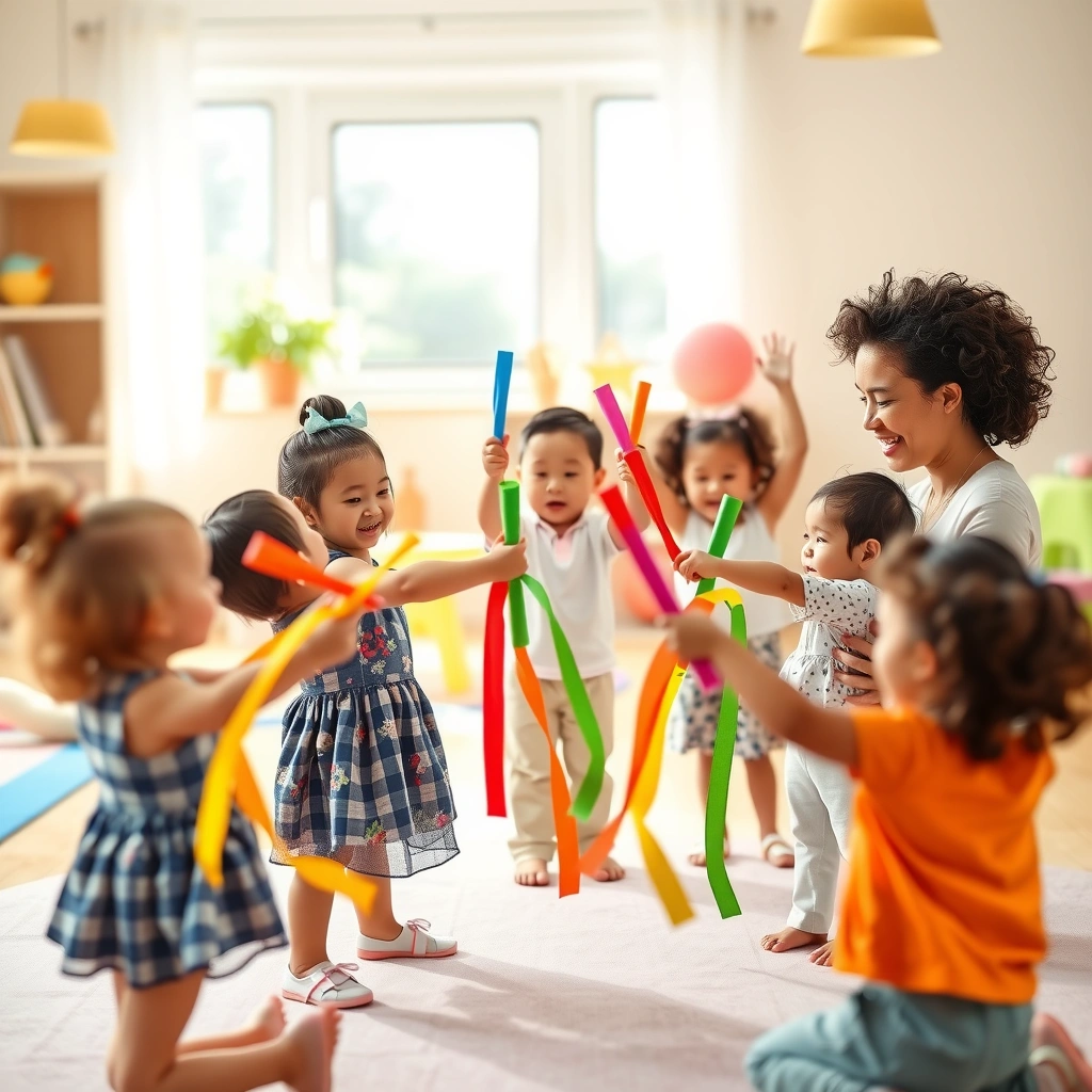 Zdjęcie referencyjne — Dzieci tańczą z wstążkami - Materiały - Dzień Tańca