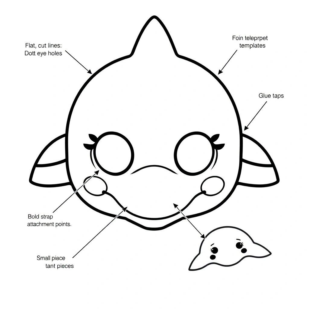 Szablon maski/wycinanki: Delfin - Szablony - Dzień Delfina