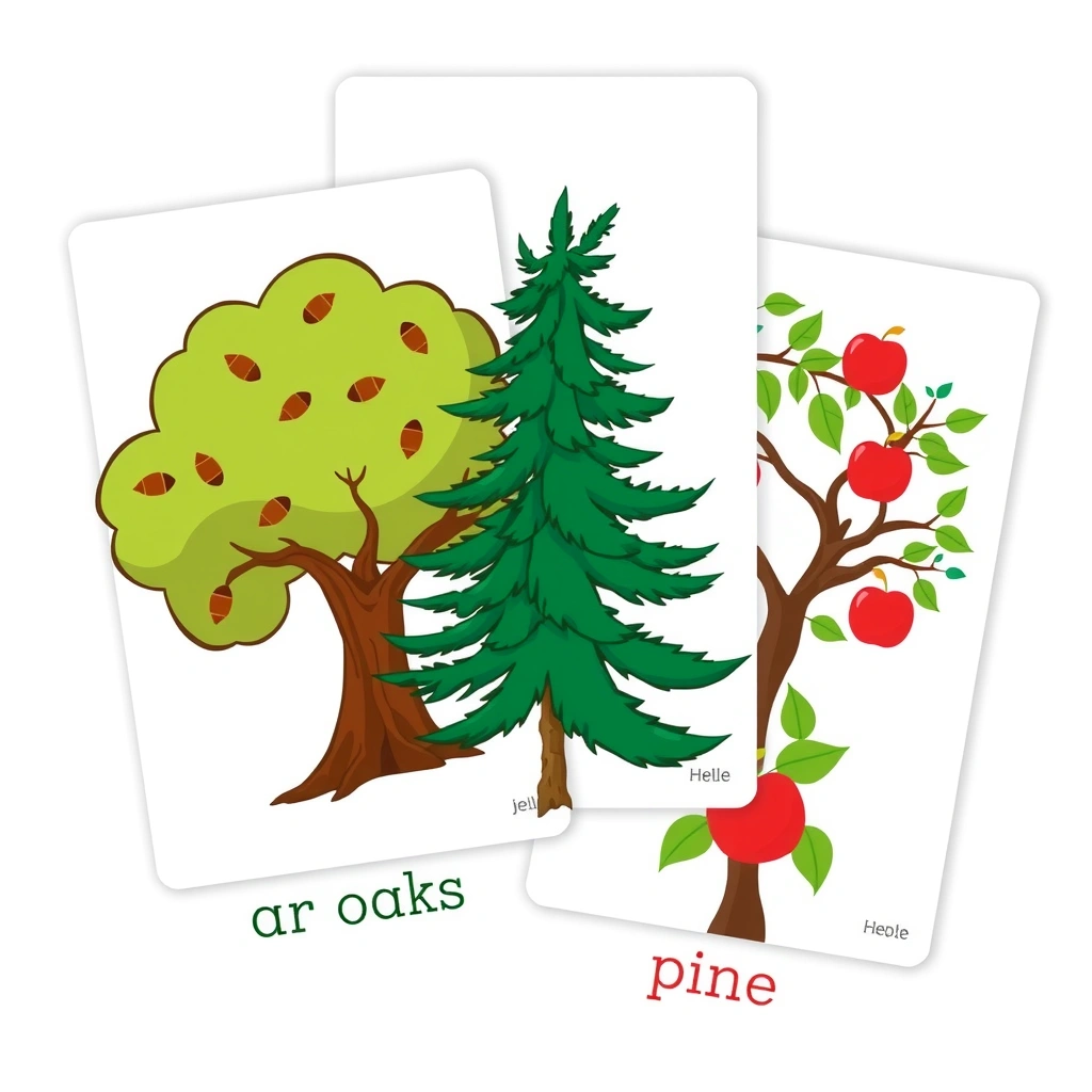 Karty z różnymi drzewami - Szablony - Dzień Drzewa