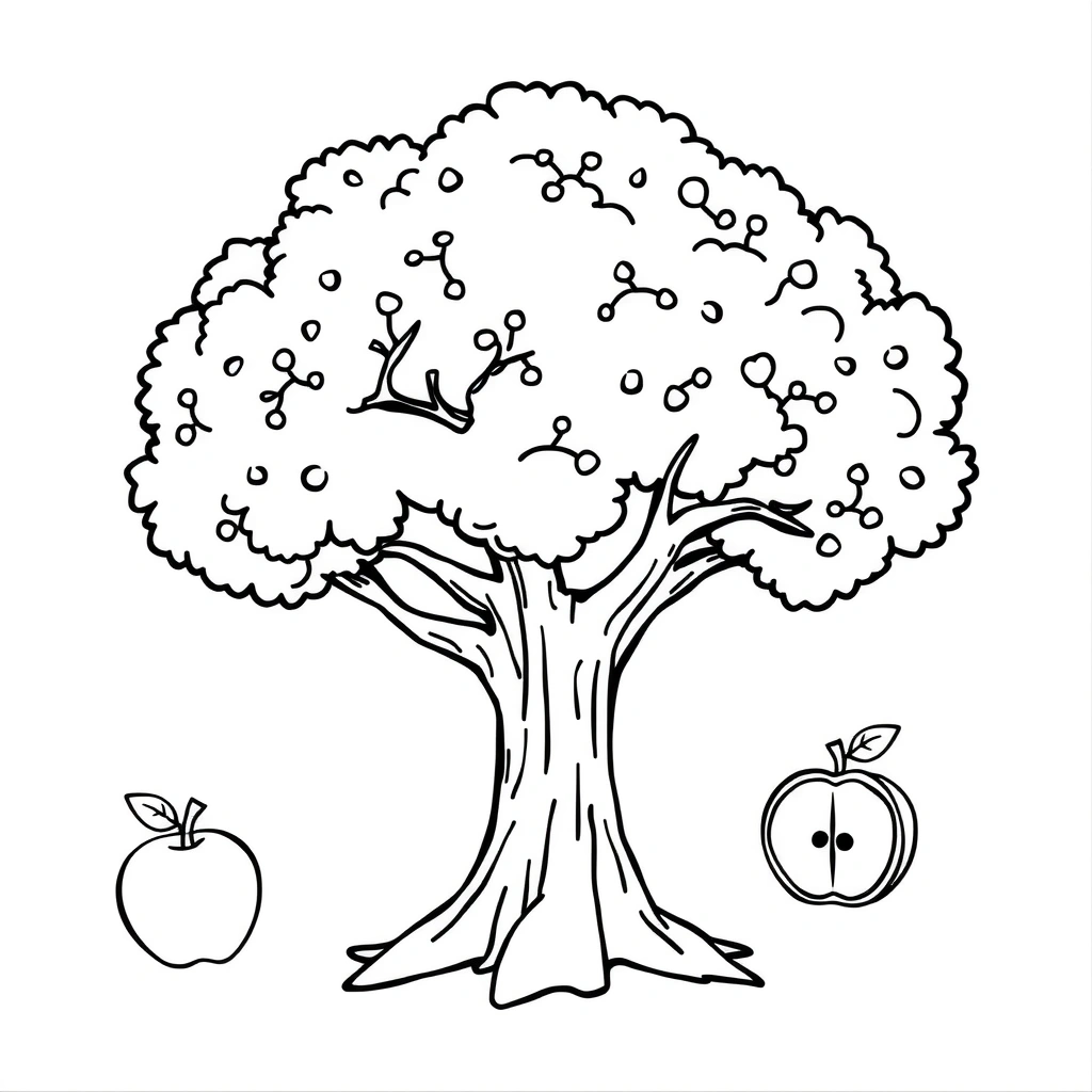 Kolorowanka: Drzewo i elementy - Kolorowanki - Dzień Drzewa