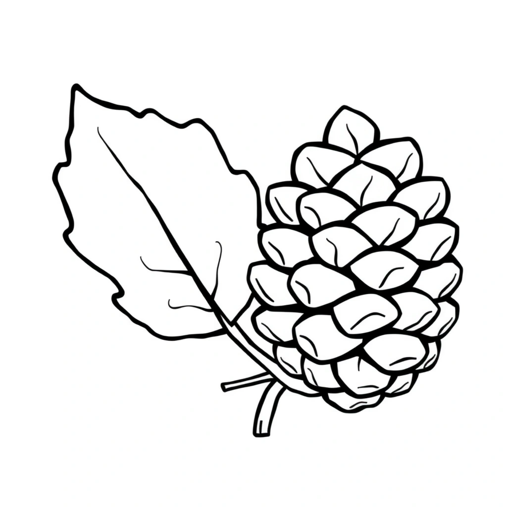 Kolorowanka: Liść i szyszka - Kolorowanki - Andrzejki