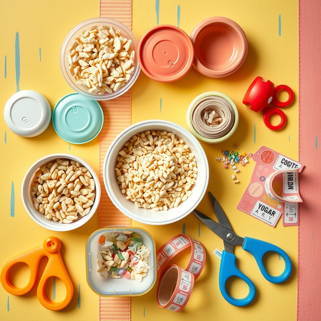 Zestaw do grzechotki — materiał (flat lay) - Materiały - Dzień Radia (kwiecień)