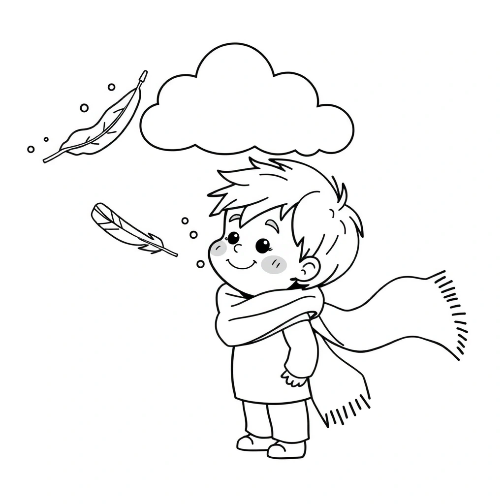 Kolorowanka: wiatr i zabawy - Kolorowanki - Dzień Wiatru