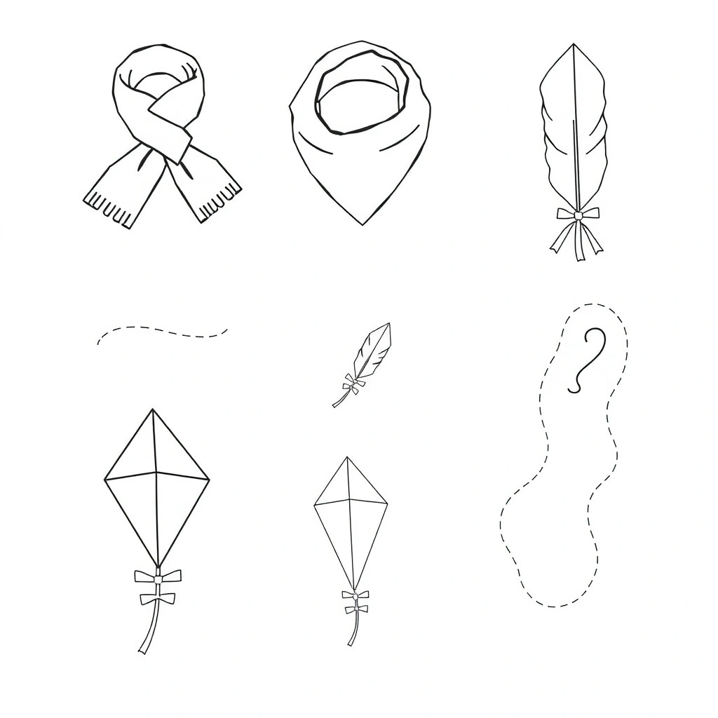 Szablony: chusteczki, piórka, latawiec — drukowalne - Szablony - Dzień Wiatru