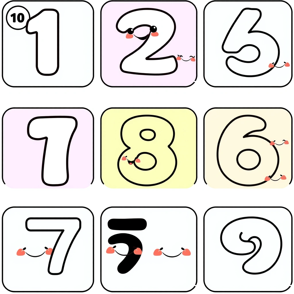 Kartoniki z buźkami 1–10 - Szablony - Dzień Przyjaciela