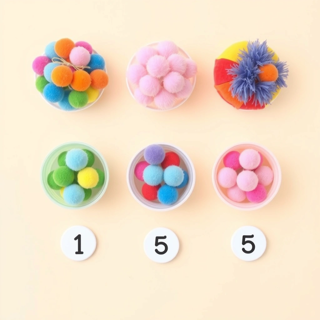 Pompony i pojemniki oznaczone numerami - Materiały - Dzień Przyjaciela