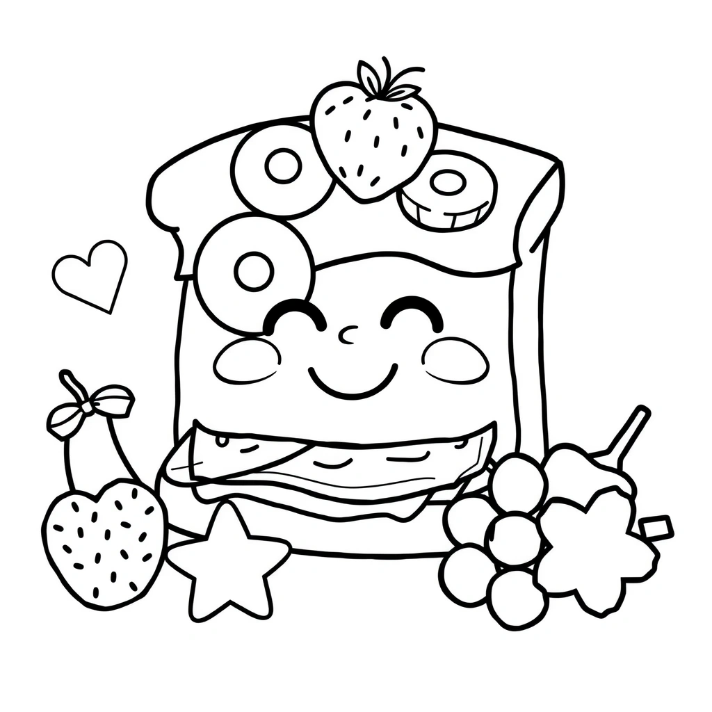 Kolorowanka — Kanapki i owoce - Kolorowanki - Dzień Fotografii