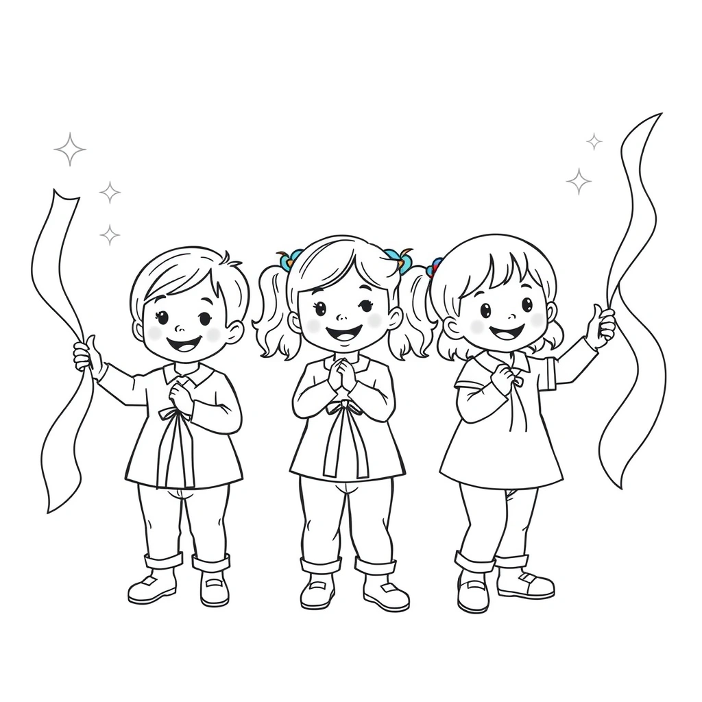 Kolorowanka — Tańczące wstążki - Kolorowanki - Andrzejki