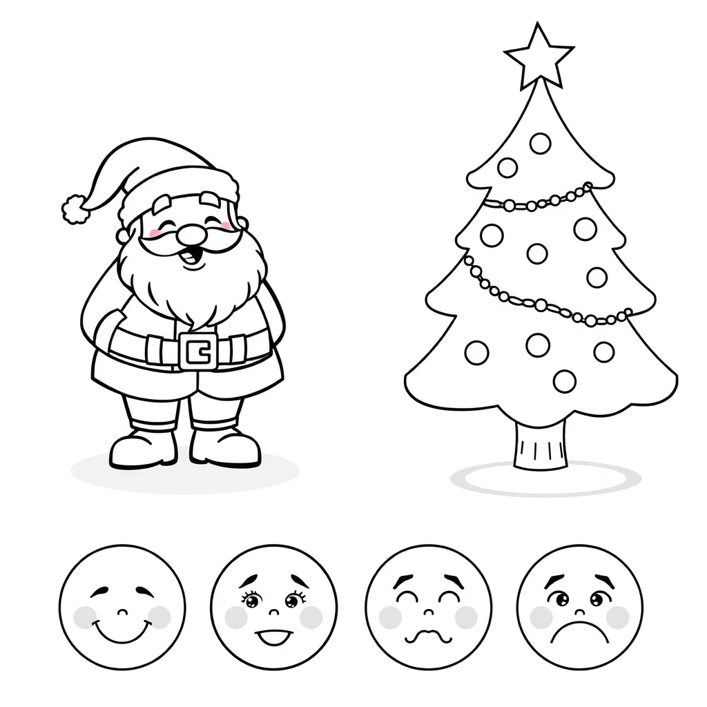 Kolorowanka: Mikołaj i buźki - Kolorowanki - Boże Narodzenie