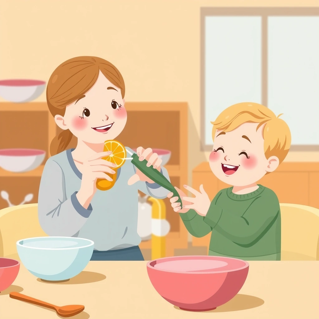 Demonstrujący opiekun z ręcznym wyciskaczem - Materiały - Dzień Soku