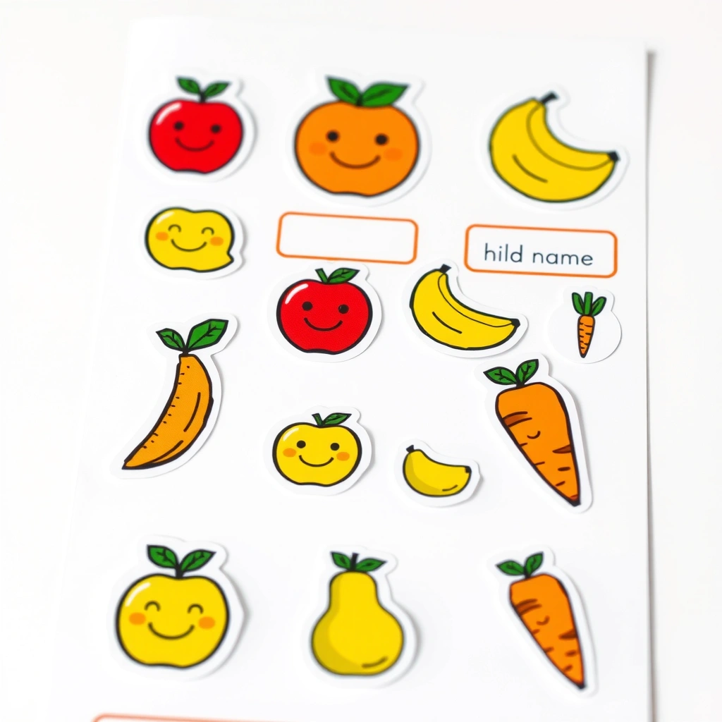 Naklejki/etykiety: kubeczki i tacki z uśmiechniętymi owocami - Szablony - Dzień Soku