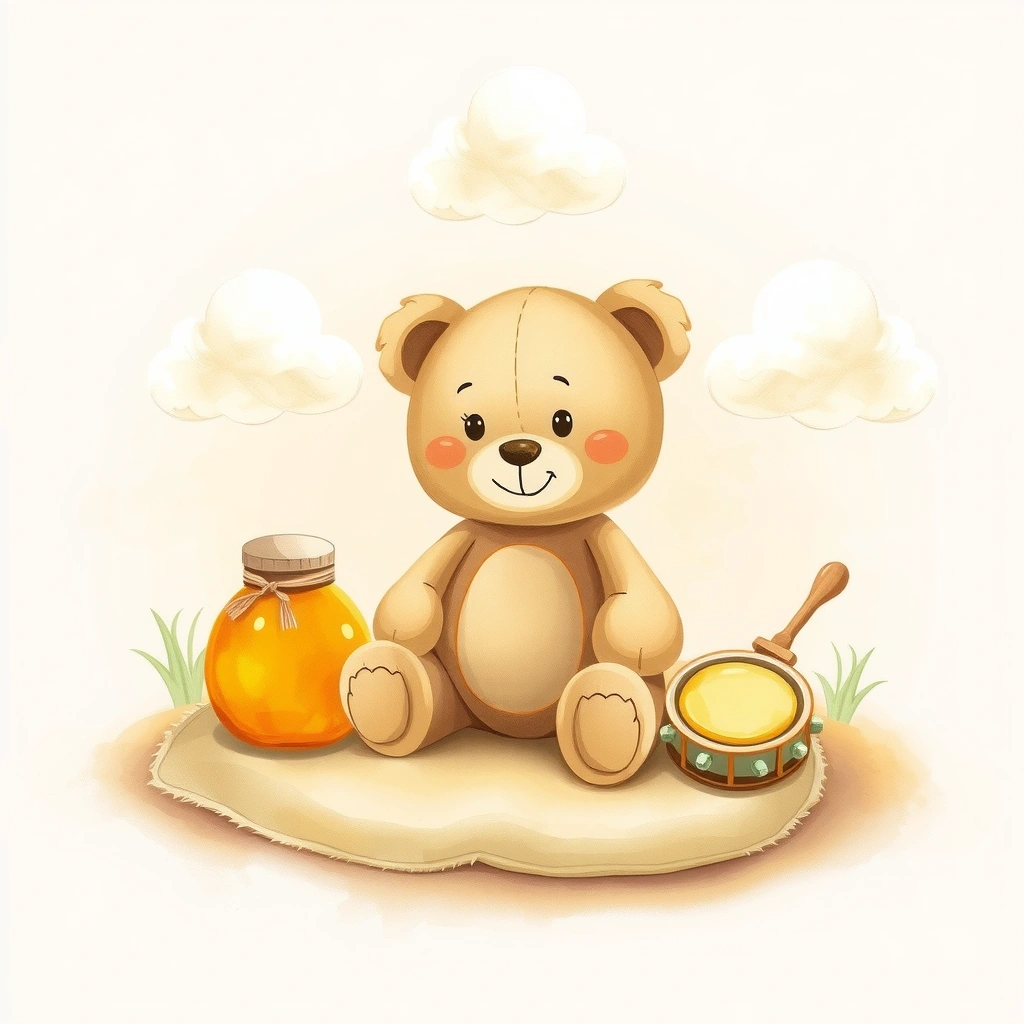 Ilustracja do opowieści: Miś i słoiczek miodu - Materiały - Dzień Pluszowego Misia (USA)