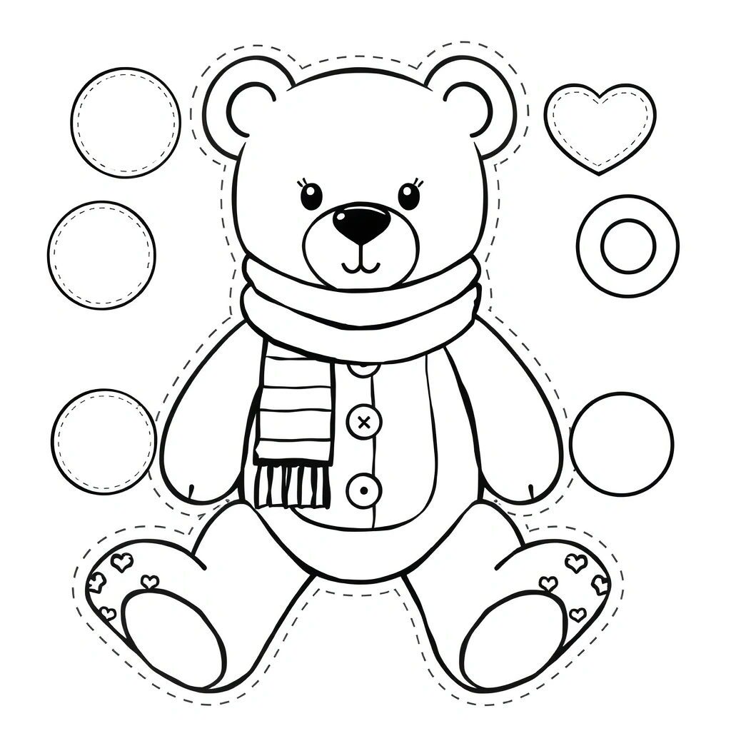 Szablon misia do ubierania (apaszki, guziki) - Szablony - Dzień Pluszowego Misia (USA)