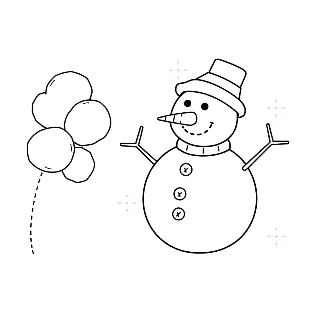 Kolorowanka — Bałwanek z waty (kontur) - Kolorowanki - Światowy Dzień Śniegu
