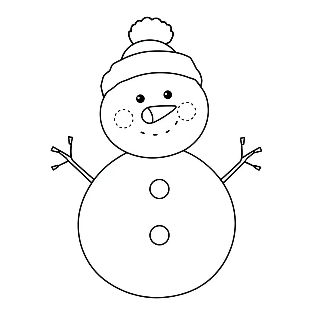 Kolorowanka — Bałwanek z waty (kontur) - Kolorowanki - Światowy Dzień Śniegu
