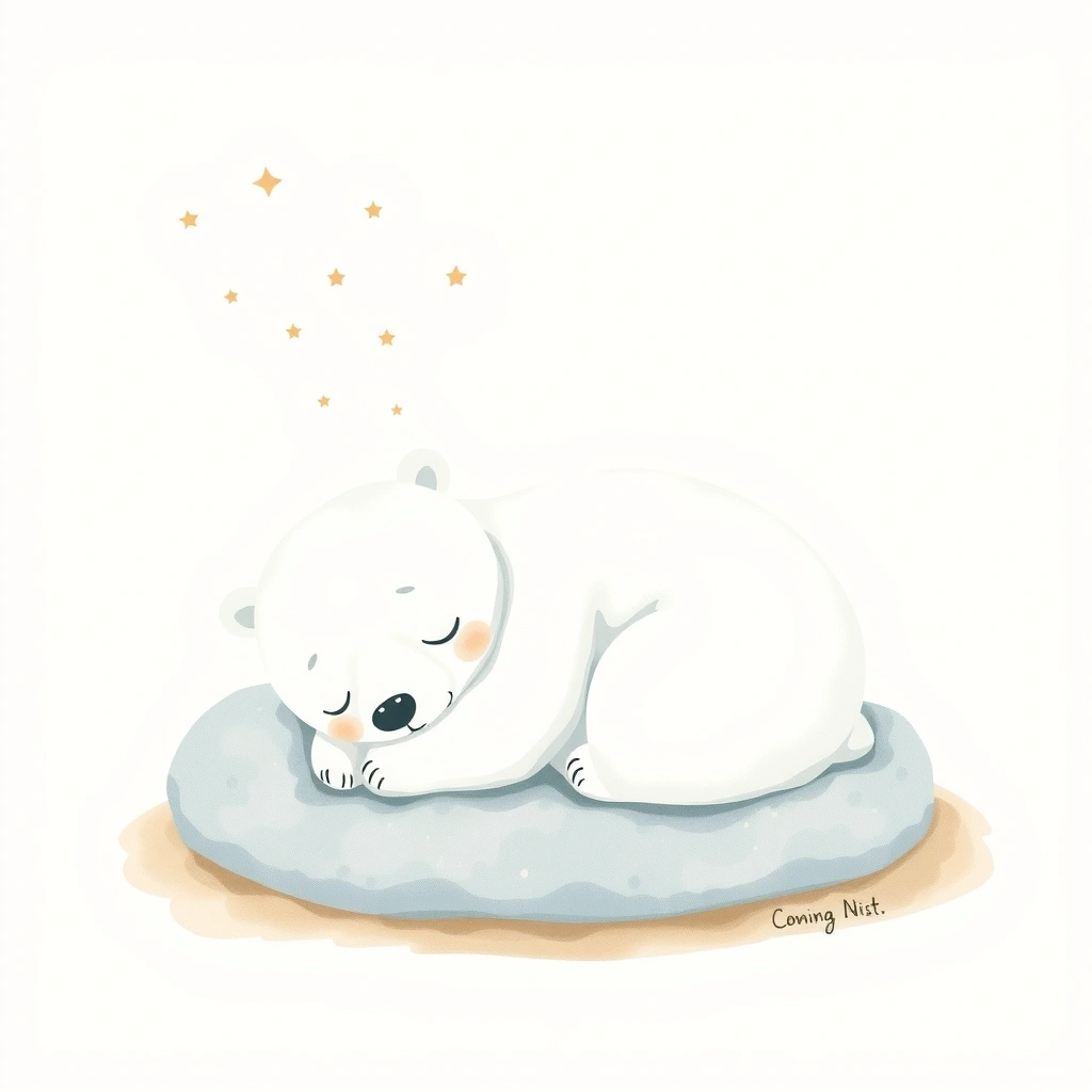 Ilustracja relaksacyjna: Śpiący niedźwiadek - Materiały - Dzień Niedźwiedzia Polarnego
