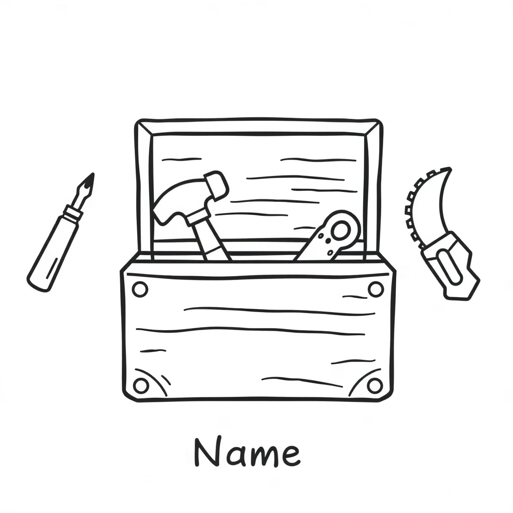 Kolorowanka: skrzynka z narzędziami - Kolorowanki - Dzień Majsterkowicza