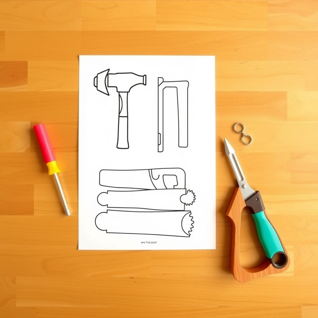 Szablony narzędzi (młotek, śrubokręt, piła) - Szablony - Dzień Majsterkowicza