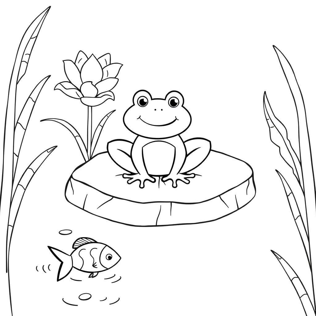 Kolorowanka — żabka na lilijce - Kolorowanki - Dzień Żaby