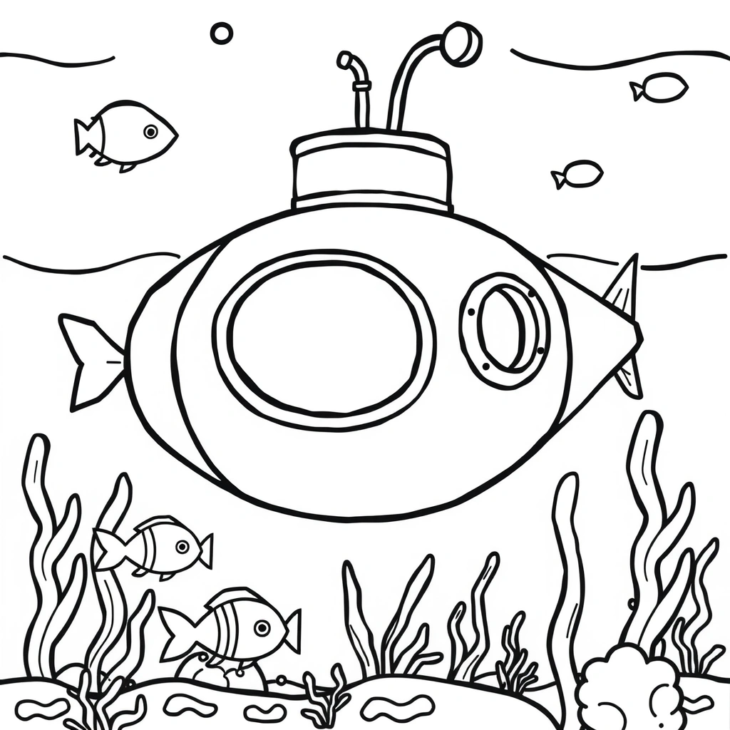 Kolorowanka - łódź podwodna (strona A4) - Kolorowanki - Dzień Łodzi Podwodnej