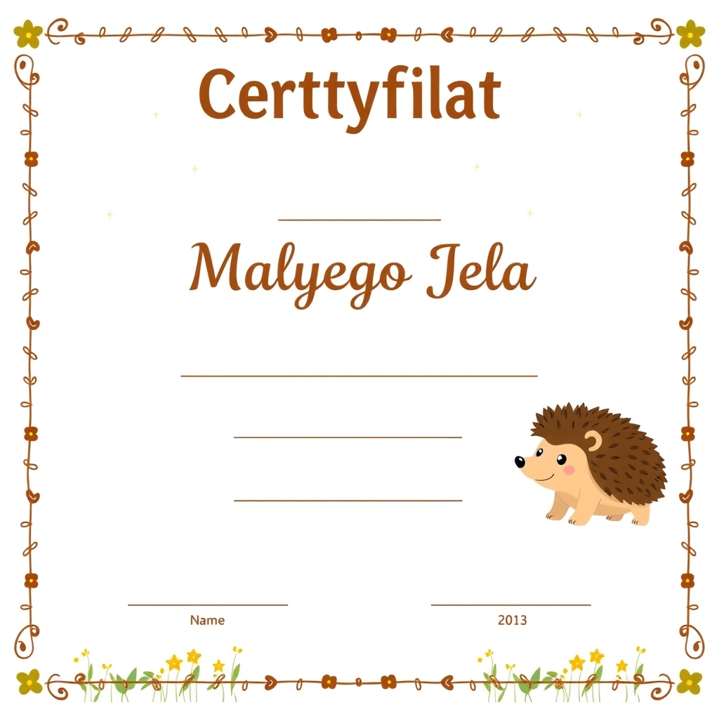 Certyfikat uczestnictwa – 'Mały Jeżyk' - Szablony - Dzień Jeża