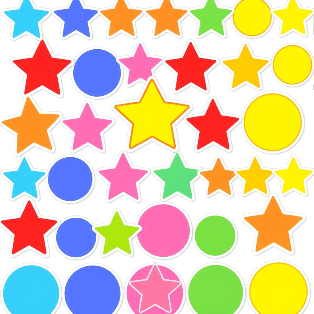 Arkusz naklejek: gwiazdki i kółka - Szablony - Dzień Harcerza