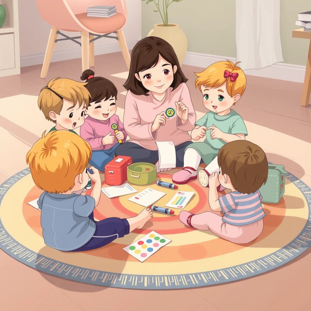 Scena: dzieci robiące odznaki w kręgu - Materiały - Dzień Harcerza