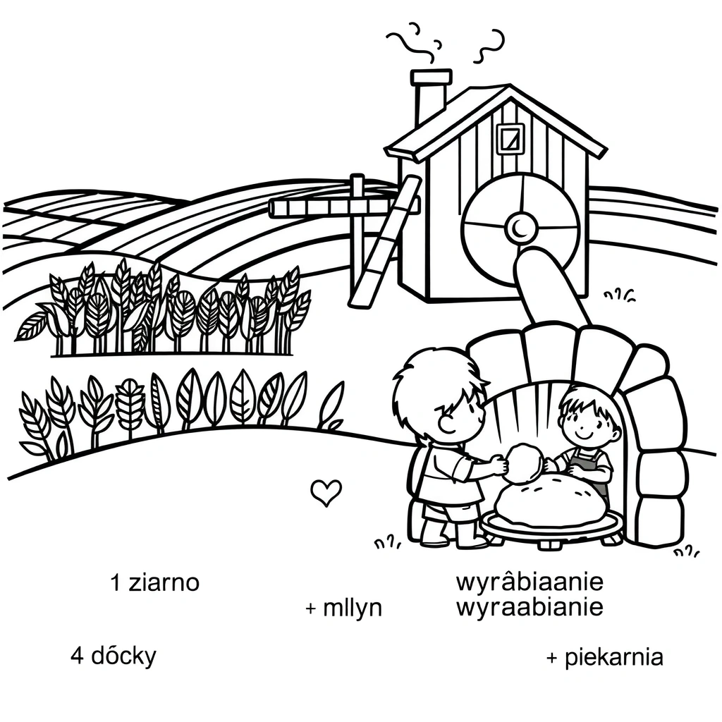 Kolorowanka — Etapy powstawania chleba - Kolorowanki - Dzień Chleba